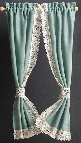 Dollhouse Miniature Tie-Back Curtains, Garden Green